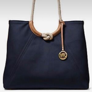 Michael Kors Isla Ring Canvas Shoulder Tote Bag Admiral Blue